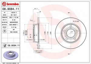 Тормозной диск 08.9084.11 BREMBO