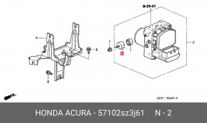 Амортизатор пульсации, система питания 57102SZ3J61 HONDA