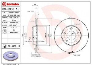 Тормозной диск 09.8953.10 BREMBO