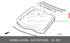 Уплотнитель стекла ветрового 04731STX305 HONDA