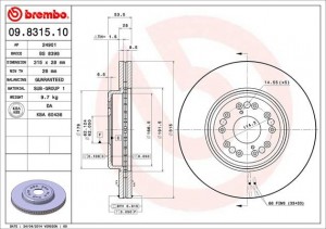 Тормозной диск 09.8315.10 BREMBO