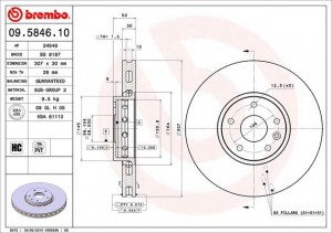 Тормозной диск 09.5846.10 BREMBO