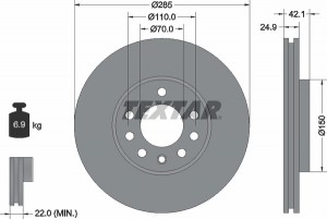 Диск тормозной 92118703 TEXTAR