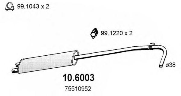 Средний глушитель выхлопных газов 106003 ASSO