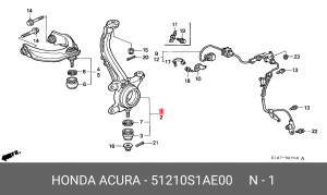 Кулак поворотный (комплект) 51210S1AE00 HONDA