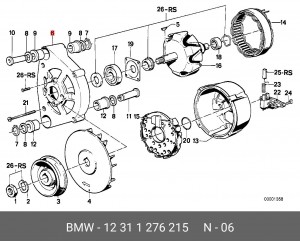 Подшипник со стороны привода, генератор 12 31 1 276 215 BMW