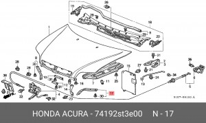 Уплотнитель капота 74192ST3E00 HONDA