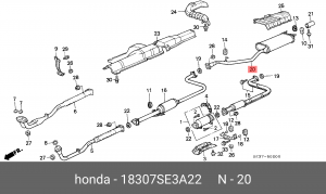 Глушитель выхлопных газов конечный 18307SE3A22 HONDA