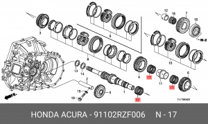 Подшипник первичного вала КПП 91102RZF006 HONDA