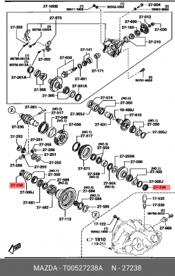 Сальник дифференциала T005-27-238A MAZDA
