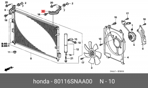 Кронштейн крепления радиатора кондиционера 80116SNAA00 HONDA