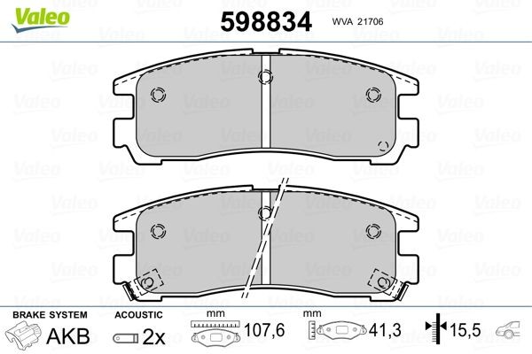 Комплект тормозных колодок, диско 598834 VALEO PHC