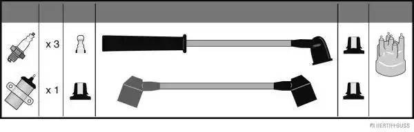 Ккомплект проводов зажигания J5386005 H B JAKOPARTS NIPPARTS