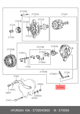 Генератор 3730043860 HYUNDAI KIA