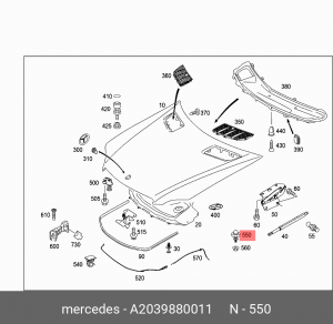 Упор капота A 203 988 00 11 MERCEDES BENZ