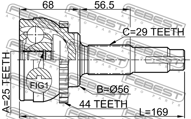 ШРУС 0210-069A44 FEBEST