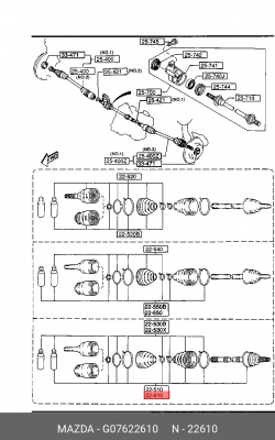 Шарнирный комплект, приводной вал G07622610 MAZDA