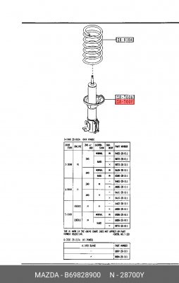 Амортизатор B69828900 MAZDA