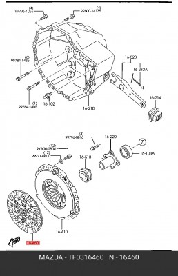 Диск сцепления TF0316460 MAZDA