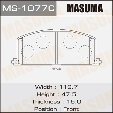 Колодки тормозные дисковые MS1077 MASUMA