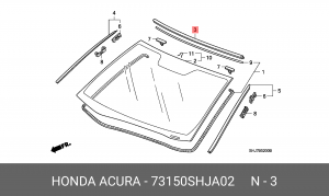 Молдинг стекла 73150SHJA02 HONDA