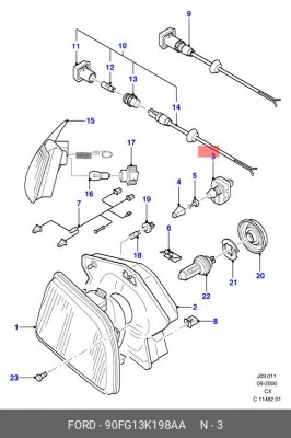 Регулировочный элемент, регулировка угла наклона фар 90FG-13K198-AA FORD