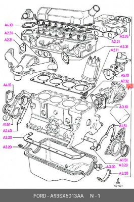 Комплект прокладок, двигатель A93SX6013AA FORD