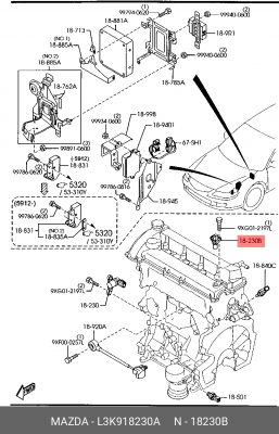 Датчик положения распредвала L3K9-18-230A MAZDA