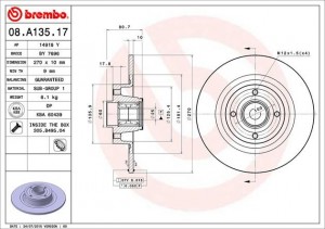 Тормозной диск 08.A135.17 BREMBO
