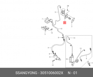 Главный цилиндр, система сцепления 3051006002X SSANG YONG