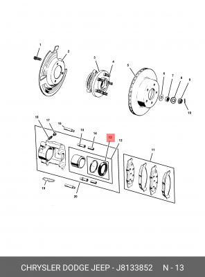 Ремкомплект, тормозной суппорт J813 3852 CHRYSLER