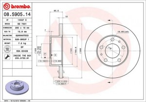 Тормозной диск 08.5905.14 BREMBO
