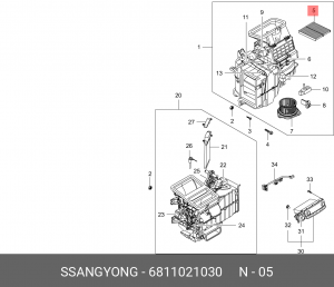 Фильтр, воздух во внутренном пространстве 6811021030 SSANG YONG