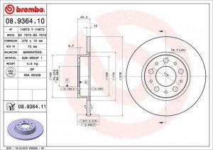 Тормозной диск 08.9364.10 BREMBO