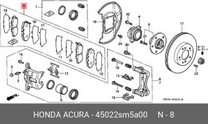 Комплект тормозных колодок, диско 45022-SM5-A00 HONDA