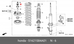 Опора амортизационной стойки 51621S84A01 HONDA
