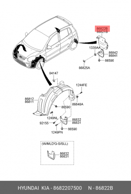 Подкрылок 8682207500 HYUNDAI KIA