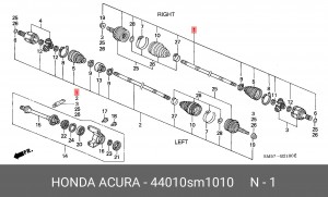 Шарнирный комплект, приводной вал 44010SM1010 HONDA