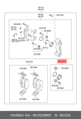 Ремкомплект, тормозной суппорт 5810228B00 HYUNDAI KIA