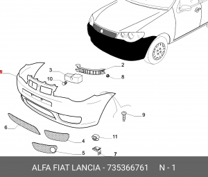 Бампер передний 735366761 ALFA FIAT LANCIA