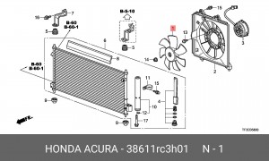 Крыльчатка электромотора радиатора охлаждения ДВС 38611RC3H01 HONDA
