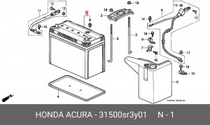 Батарея аккумуляторная 31500SR3Y01 HONDA