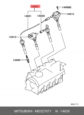 Провода высоковольтные системы зажигания (комплект) MD327071 MITSUBISHI