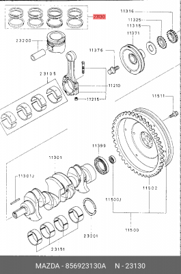 Кольца поршневые 8569-23-130A MAZDA