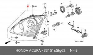 Основная фара 33151S5TG62 HONDA