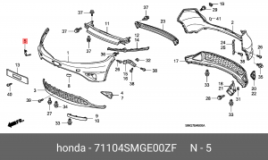 Заглушка бампера 71104SMGE00ZF HONDA