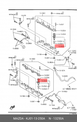 Форсунка топливная KJ01-13-250A MAZDA