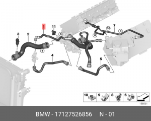 Патрубок системы охлаждения ДВС 17 12 7 526 856 BMW