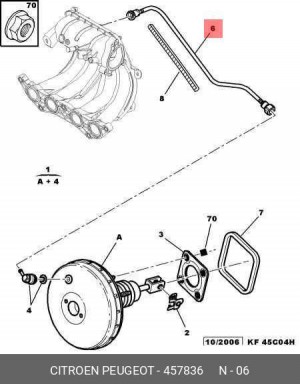 Шланг вакуумного усилителя тормозов 4578 36 CITROEN PEUGEOT