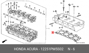 Прокладка, головка цилиндра 12251PM5S02 HONDA